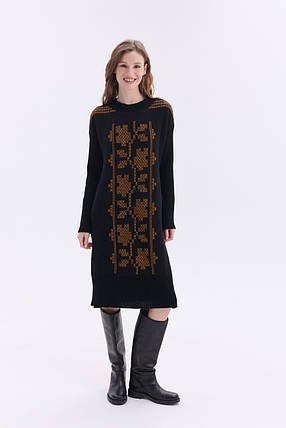 Тепла в'язана сукня "Вербена" (чорний, червоний), фото 1