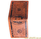 Шкіряний гаманець із тисненням 100$ купюра 100 доларів, фото 7