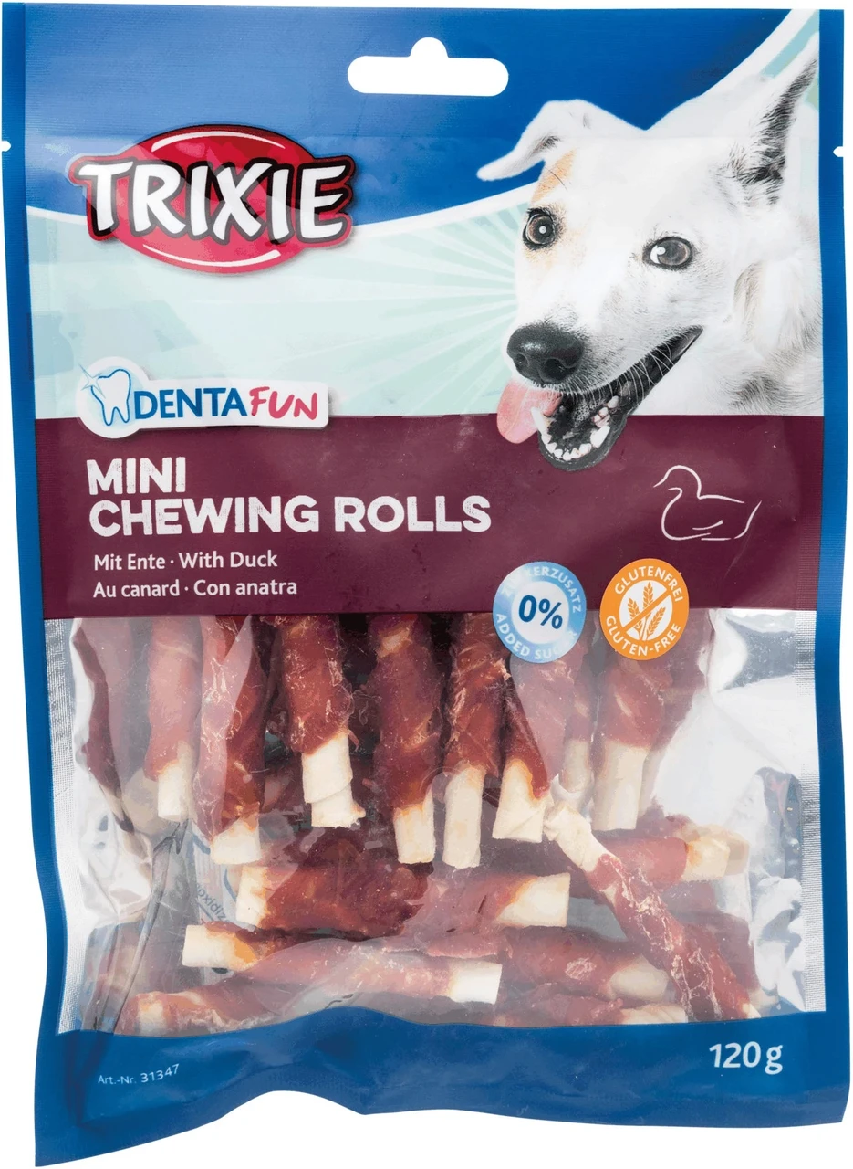 TRIXIE Denta Fun Mini Палички для очищення зубів собак (натуральна шкіра з качкою) 120 г 6 см