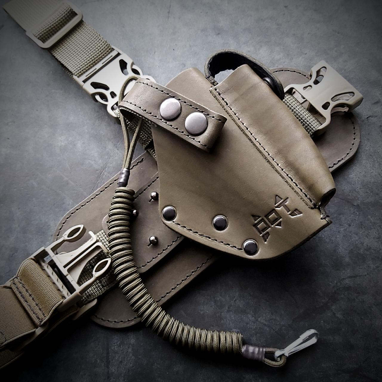 Кобура на стегно Пеламе для ПМ, з натуральної шкіри (коричнево-оливковий)