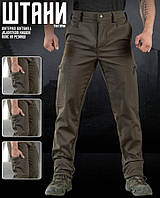 Тактичні штани softshell на флісі олива, демісезонні армійські штани з кишенями fd915