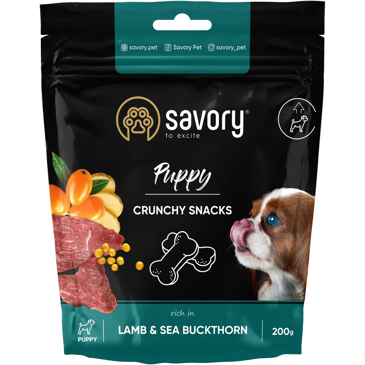 SAVORY Хрусткі ласощі для здорового росту цуценят (ягня та обліпиха) 200 г
