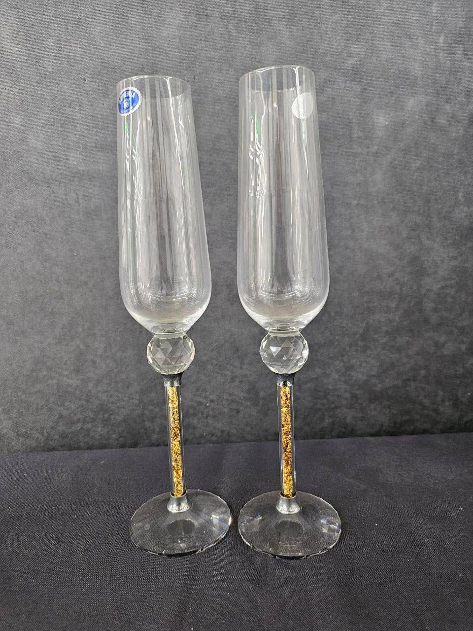 Весільні келихи Bohemia 2 шт Незвичайні весільні келихи Парні келихи для шампанського, фото 1