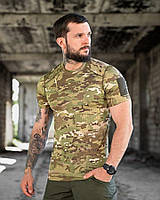 Чоловіча футболка камуфляж мультикам, тактична футболка зсу з липучками fd915