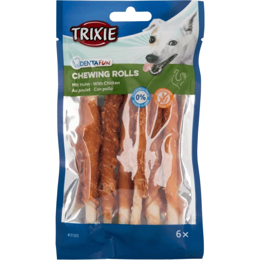 TRIXIE Denta Fun Палички для чищення зубів собак (натуральна шкіра з куркою) 70 г 6 шт