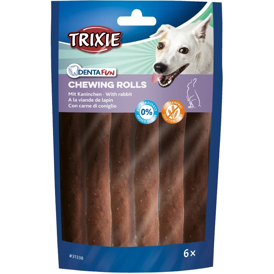 TRIXIE Denta Fun Паличка для чищення зубів собак (натуральна шкіра з кроликом) 70 г 6 шт 12 см