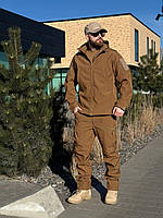 Демісезонна форма soft shell койот, тактична форма койот на флісі, військовий костюм софтшел койот fd915