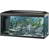 FERPLAST Cayman 110 Professional Скляний акваріум з лампами, внутрішнім фільтром та таймером Чорний