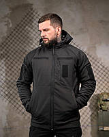 Армейская зимняя куртка черная тактическая утепленная софтшелл с подкладкой omni-heat теплая fd915