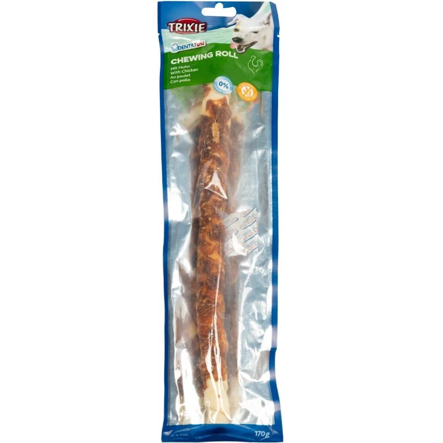 TRIXIE Denta Fun Паличка для чищення зубів собак (натуральна шкіра з куркою) 170 г 1 шт 40 см