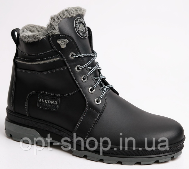 Черевики чоловічі зимові великого розміру 46-49 шкіряні чорні високі,Зимові чоловічі черевики великого розміру