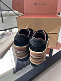 Кросівки чоловічі Loro Piana Tennis Walk Sneaker чорний колір замша якість преміум, фото 3