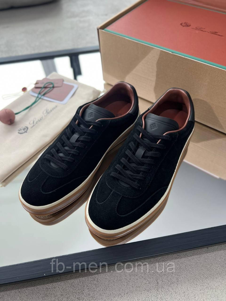 Чоловічі кросівки Loro Piana Tennis Walk Sneaker сірий колір замші якість преміум, фото 1