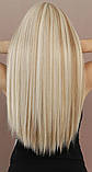 Перука білявки мелірування з чубчиком довга пряма блонд (LC9100-3), фото 4