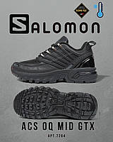 Чоловічі зимові непромокаючі кросівки Salomon ACS OQ Mid GTX, чорні водонепроникні кросівки Соломон для чоловіків