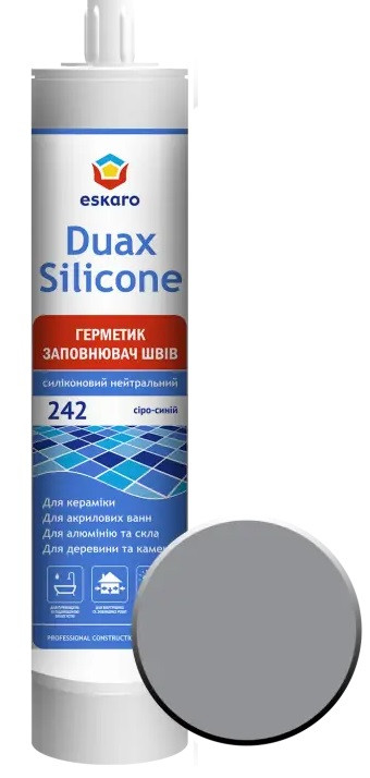 Герметик ESKARO Duax Silicone для швів силіконовий, (No242 сіро-синій), 300 мл, фото 1