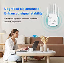 Підсилювач сигналу Wifi Repeater 2.4G 300Mbps 6 антен, фото 4