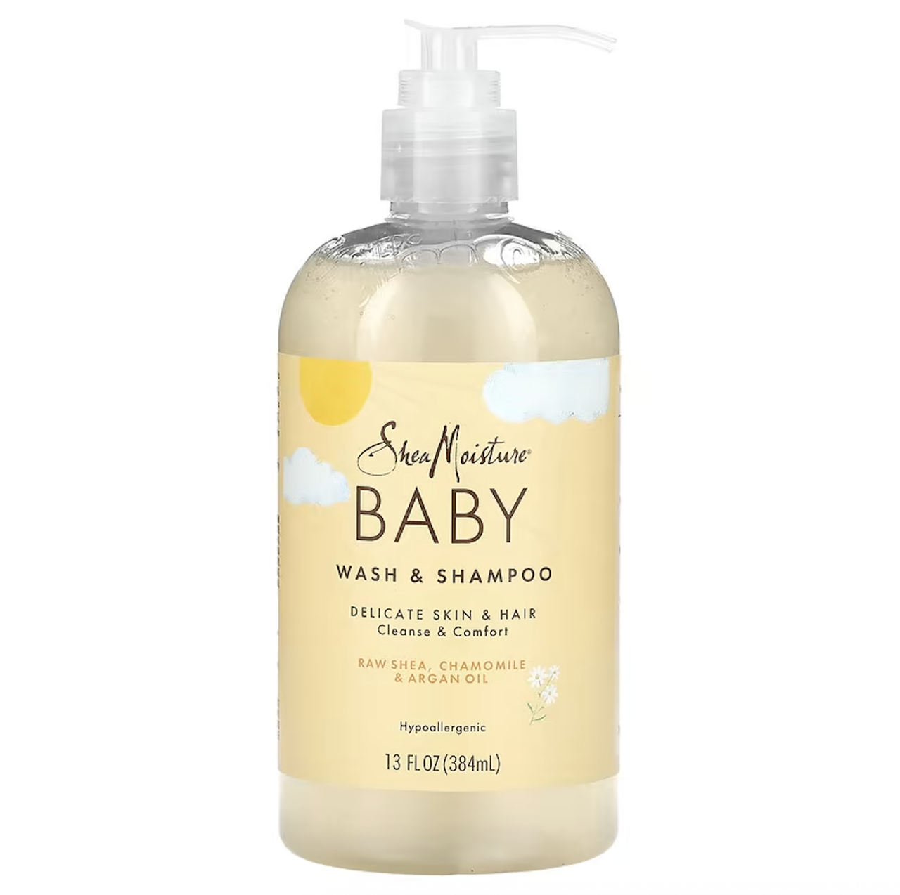 SheaMoisture, засіб для ванни та шампунь, необроблене ши, ромашка й арганова олія, 384 мл, фото 1