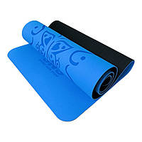 Килимок SNS МЕТЕЛИК для йоги з розміткою блакитний KOT6-1-А+BL