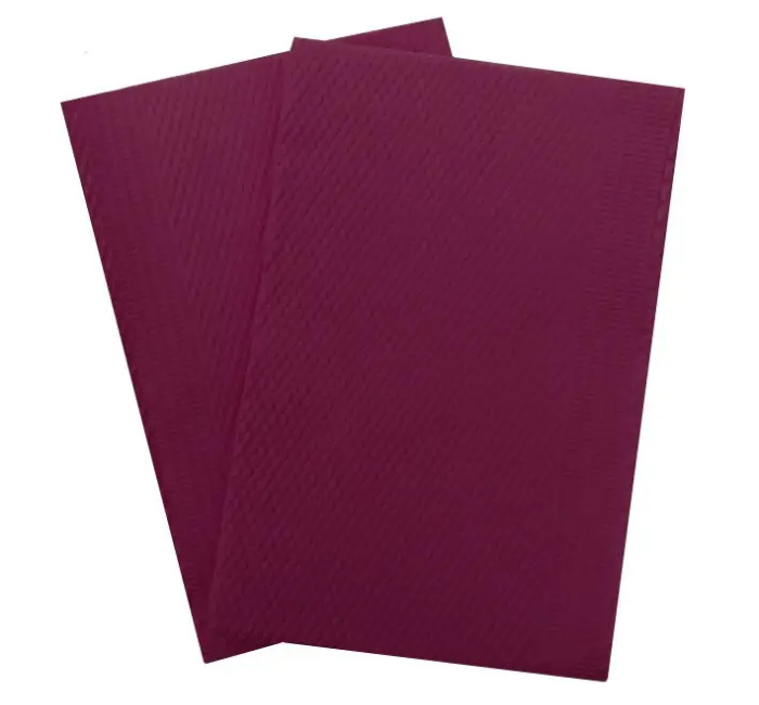 Серветки стоматологічні нагрудник 3-х шарові 41х33 см. Бордовий 50 шт., фото 1