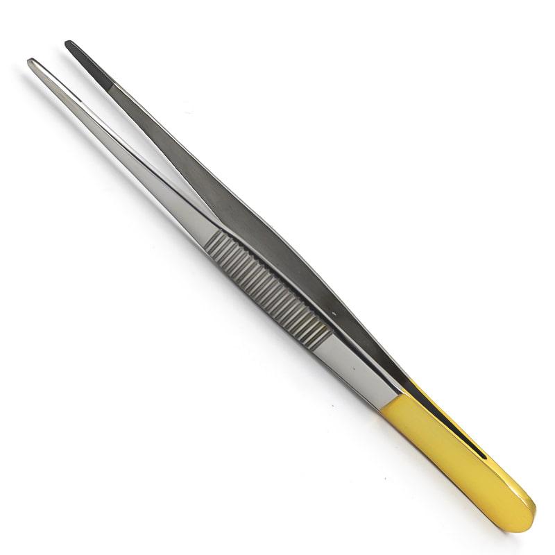 Пінцет анатомічний, з покриттям ручок карбідом титана, 125 мм х 0,6 мм, фото 1