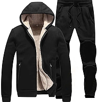 Чоловічий зимовий теплий спортивний костюм куртка з хутром овчина на флісі великих розмірів 44-66