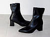 Ботильйони стрейчеві на стійкому підборі чорні, фото 3