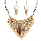 Комплект біжутерії в античному стилі. Кольє з сережками золотисте, фото 4