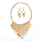 Комплект біжутерії в античному стилі. Кольє з сережками золотисте, фото 5