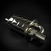 Глушник керований 072/1 L250 мм, вхід 63,5 мм, вихід ліворуч 63,5 мм, AISI 304