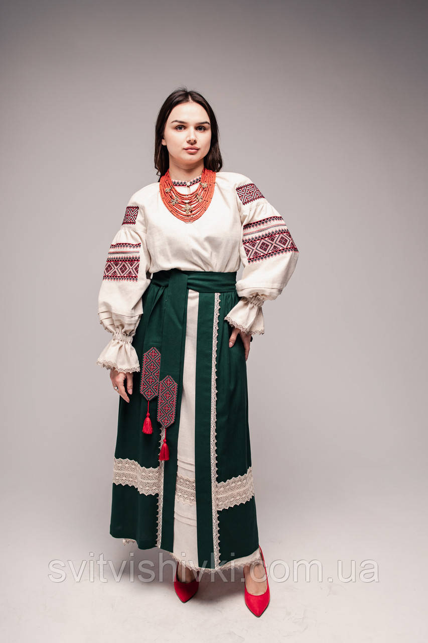 Сідниця-плахта з вишитим поясом та мереживом, фото 1