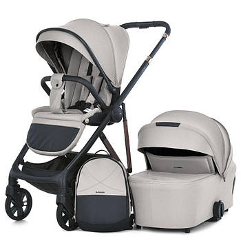 Візок 2в1 El Camino Coil ME 1190 — реверсивний блок, PU‑колеса з амортизацією, тканина UV50+ Бежевий