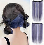 Треси накладні термовлокно синій колір рівне на шпильках 56 см, фото 5
