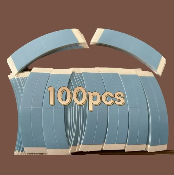 Скотч стрічка двостороння для фіксації перуки і накладних пасм дугою невидима набір 100 шт, фото 1