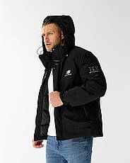 Чоловіча куртка New Balance спортивна утеплена зимова куртка Нью Баланс чорна з капюшоном, фото 5