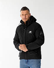 Чоловіча куртка New Balance спортивна утеплена зимова куртка Нью Баланс чорна з капюшоном, фото 3