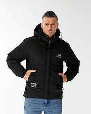 Чоловіча куртка New Balance спортивна утеплена зимова куртка Нью Баланс чорна з капюшоном, фото 2