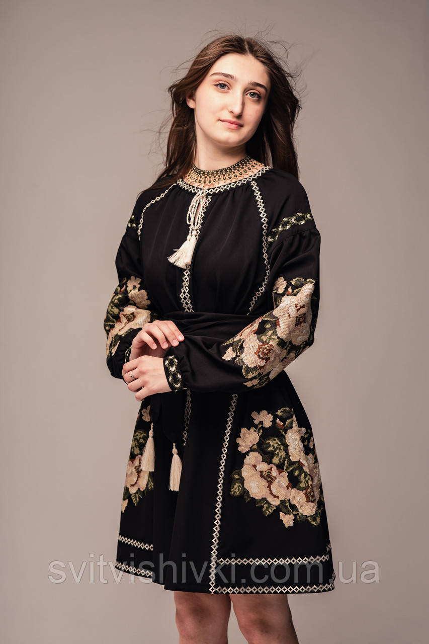 Сучасна вишита сукня "Піони", фото 1