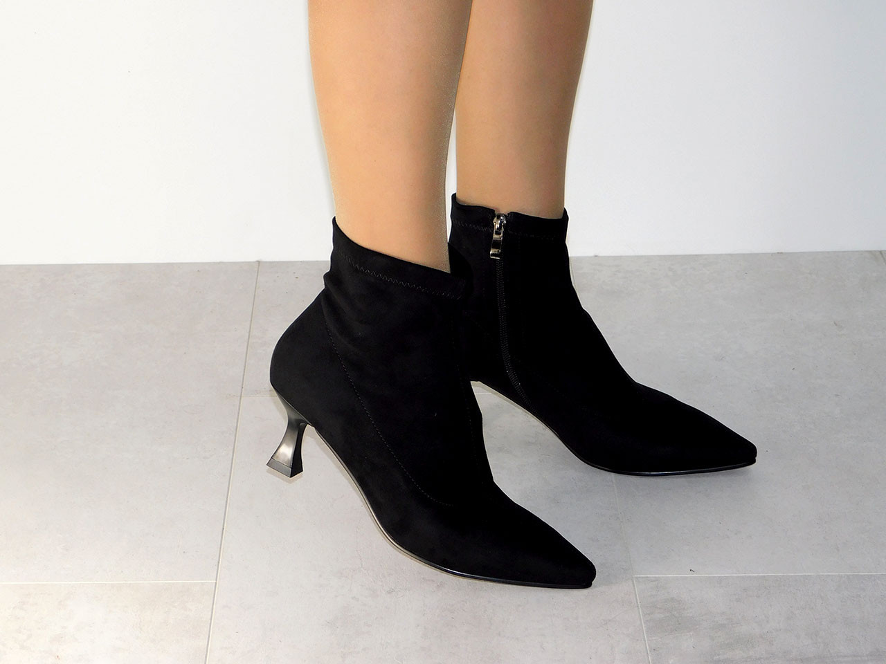 Ботильйони стрейчеві на маленькій шпильці чорні, фото 1