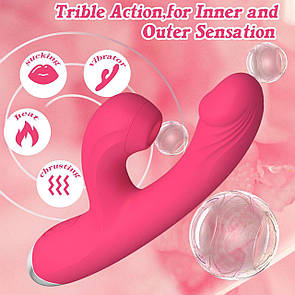 Фалоімітатор Hot Friend з режимом підігріву 10 режимів вібрації та режимом всмоктування рожевий 21-11,5 см