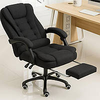 Крісло офісне преміум з підніжкою та масажем, 130 кг, ергономічне, комп'ютерне чорне BOSS КО-22