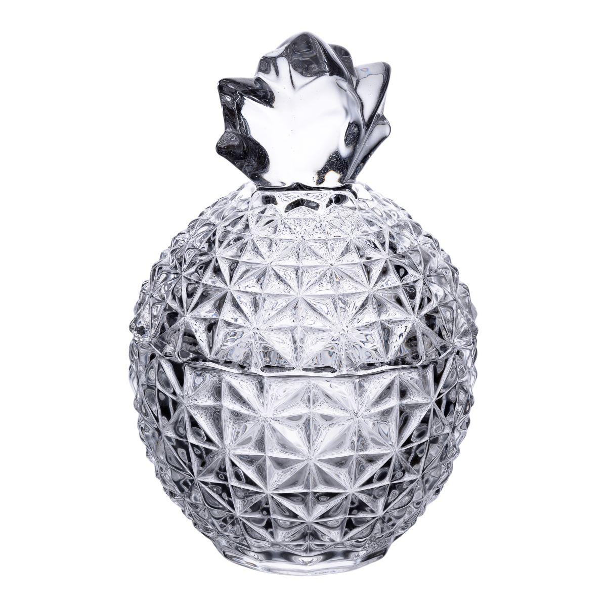 Цукерниця з кришкою Ø9 см ваза цукерниця кругла скляна прозора ананас HP-4-112