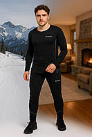 Комплект зимової чоловічої термобілизни Columbia на флісі, чорна, спортивна, тепла, 4XL, до -25 градусів