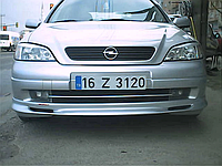 Спідниця на передній бампер під фарбування на Opel Astra G 1998-2005 sd/hb Накладка на передній бампер Опель Астра Г седан хетчбек