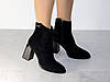 Ботильйони на стійкому підборі демісезон замшеві чорні, фото 2