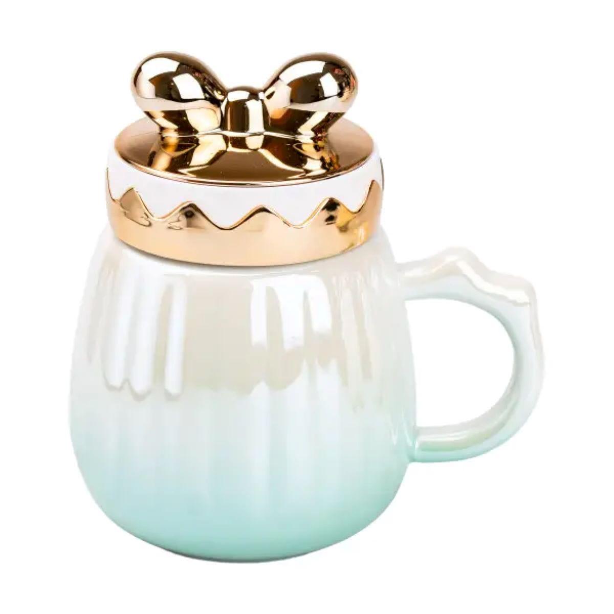 Чашка порцелянова 500 мл із кришкою Зелена HP7194GR, фото 1