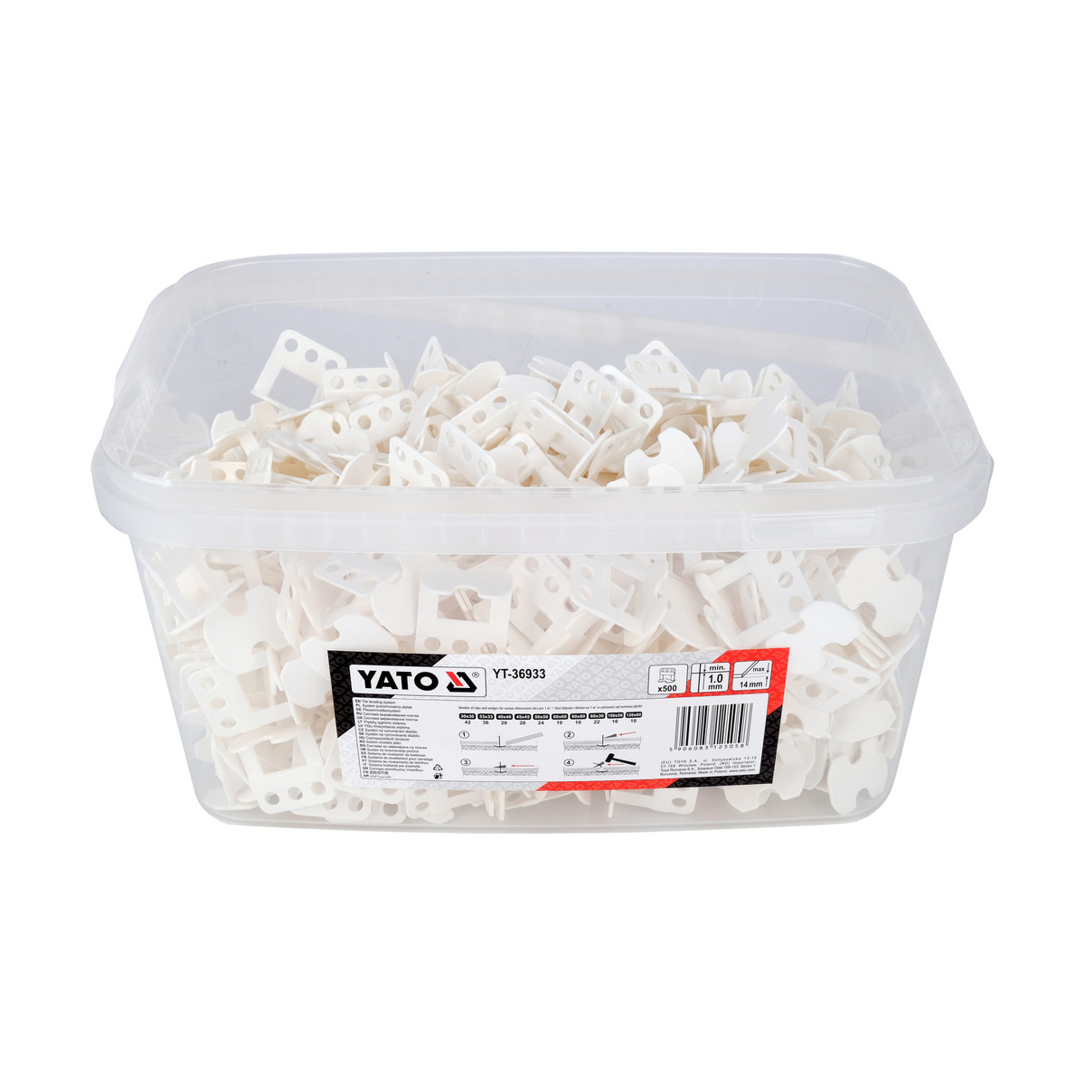 Кліпси СВП для викладання плитки до шва 1 мм (плитка t≤ 14 мм) 500 шт. Yato YT-36933, фото 1