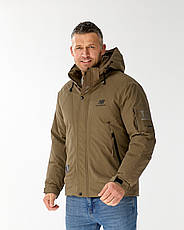 Чоловіча куртка New Balance спортивна утеплена зимова куртка Нью Баланс коричнева з капюшоном, фото 4