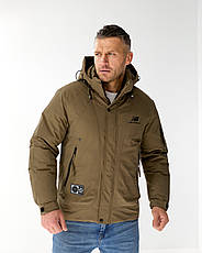 Чоловіча куртка New Balance спортивна утеплена зимова куртка Нью Баланс коричнева з капюшоном, фото 3