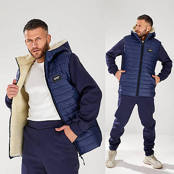 Чоловічий спортивний костюм із тринитки на флісі з хутром